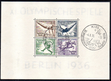 Michel Nr. 624 - 627 gestempelt (Block 5 X) Olympische Spiele, geprüft BPP.